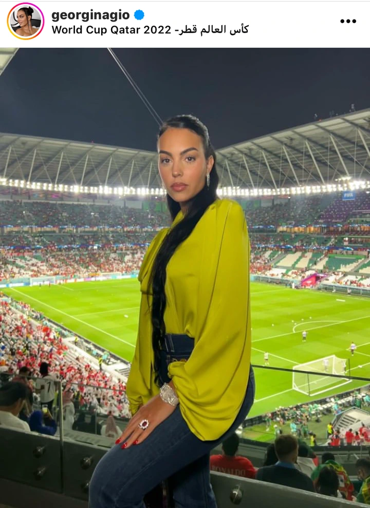 Cristiano Ronaldo wife, Georgina Rodriguez flew their kids to Qatar to watch their dad's match against South Korea (Photos) 