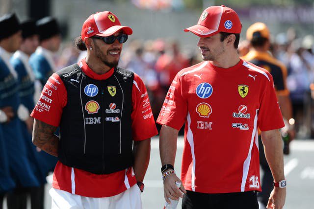 Hamilton (left) has been outperformed by Ferrari teammate Charles Leclerc (right) recently