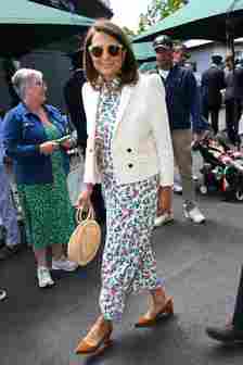 Carole Middleton, floral, suede, neutral, pumps, Wimbledon 2024, tennis, blazer