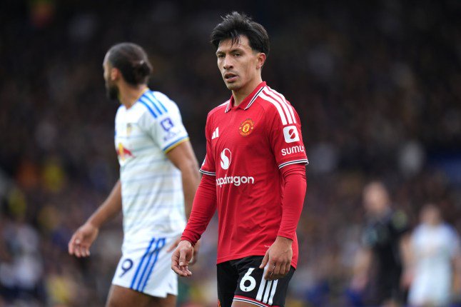 Manchester United's Lisandro Martinez looks on during the Premier League match at Elland Road, Leeds. Picture date: Sunday October 18, 2026. PA Photo. Photo credit should read: Annabel Lee-Ellis/the Press Association. RESTRICTIONS: EDITORIAL USE ONLY No use with unauthorised audio, video, data, fixture lists, club/league logos or "live" services. Online in-match use limited to 120 images, no video emulation. No use in betting, games or single club/league/player publications.
