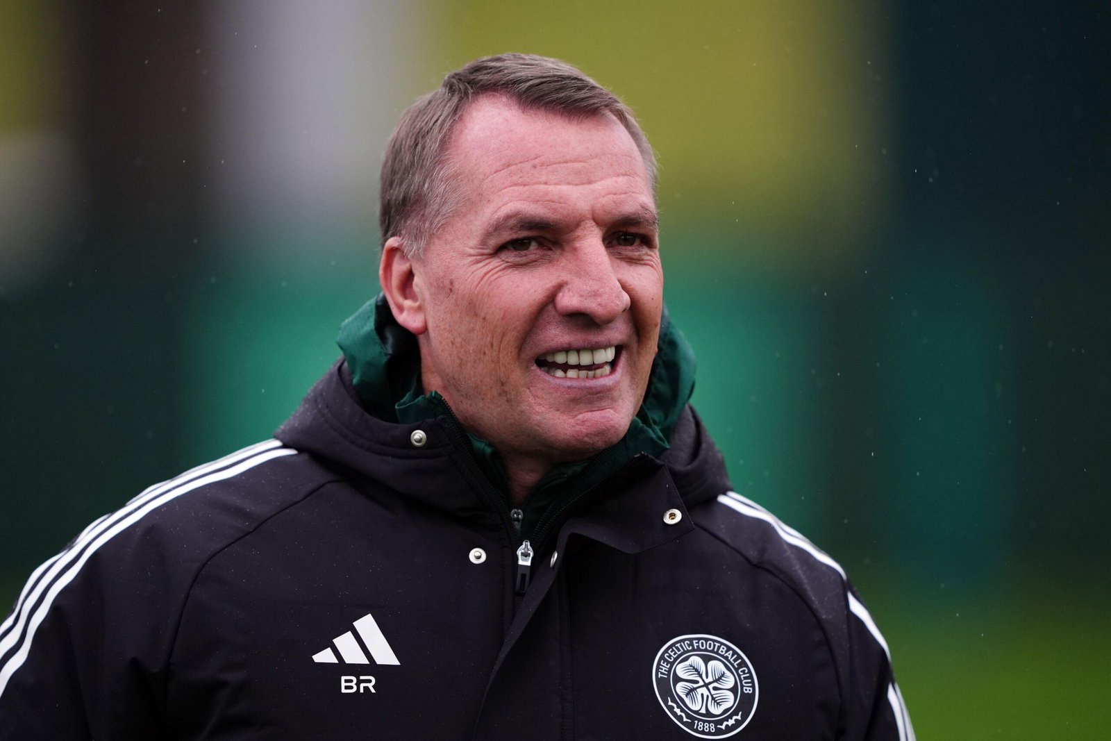 Celtic manager Brendan Rodgers smiling in a Celtic training top in a file photo from October 2025