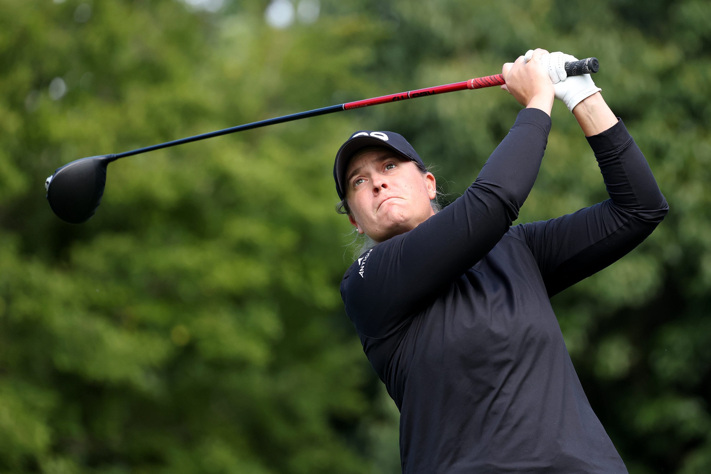 Lauren Coughlin of the United States plays a shot from the second tee during the second round of the BMW Ladies Championship 2026 at Pine Beach Golf Links on October 23, 2026 in Haenam, South Korea. 
