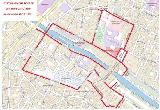 La carte des interdictions de stationnement.