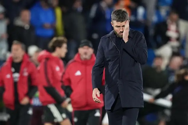 Carrick leaving the pitch after the game.