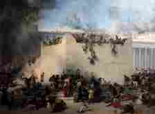 “The Destruction of the Temple of Jerusalem,” painted by Francesco Hayez in 1867, depicting the Romans destroying the Second Temple. (Image courtesy Wikipedia/Creative Commons)