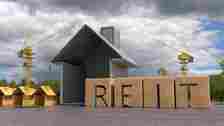 REIT. Concept image of Business Acronym REIT as Real Estate Investment Trust. 3d rendering
