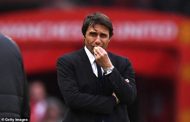 Antonio Conte - pictured at Old Trafford in 2017 - insists talks with no clubs are 'advanced' ahead of a return to football