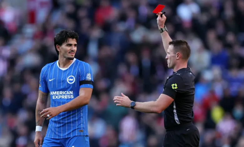 • Pascal Struijk was shown a red card by referee Thomas Bramall after 57 minutes of Brighton's victory at Sunderland