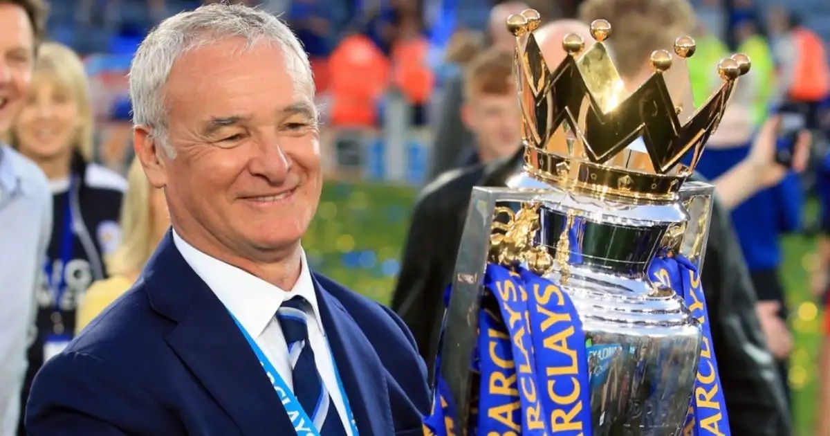 Leicester City manager Claudio Ranieri with the Premier League trophy