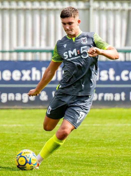 AFC Totton defender Declan Rose saw his effort clatter off the woodwork (File picture: Sayers Sports Photography)