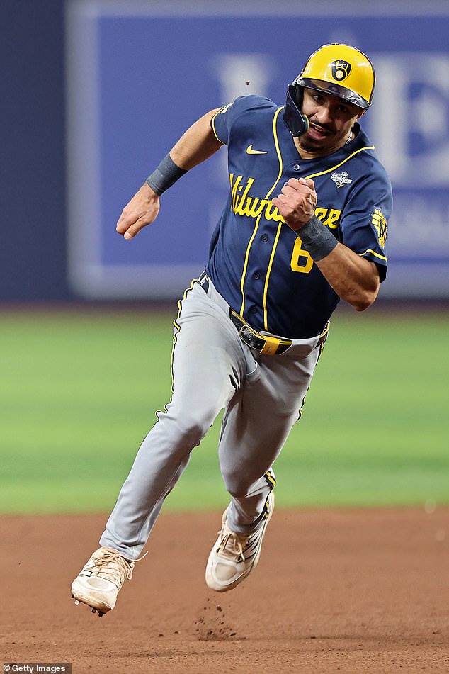 Infielder David Hamilton is seen sprinting to third during the fifth inning on Monday