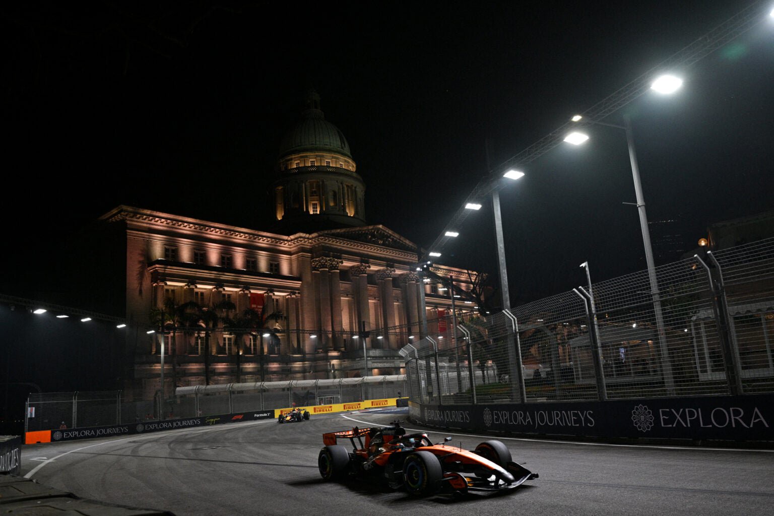 McLaren driver Oscar Piastri on track during Sprint Qualifying at the 2026 F1 Singapore Grand Prix