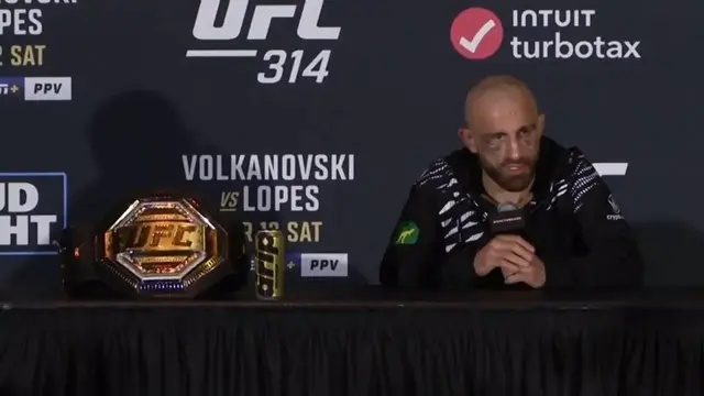 "Pretty cool man to come back," Volkanovski claims featherweight belt at UFC 314 with unanimous decision over Lopes