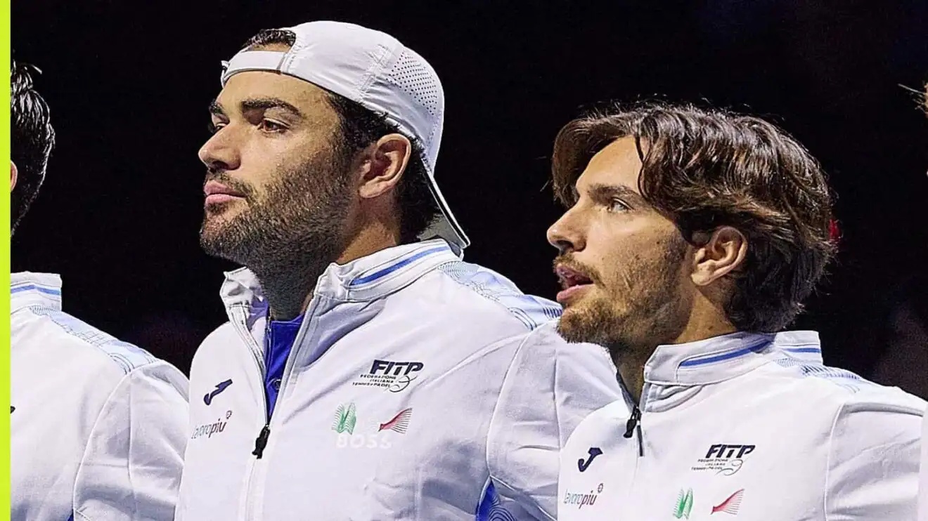 Pictured: Matteo Berrettini and Lorenzo Musetti in Davis Cup action
