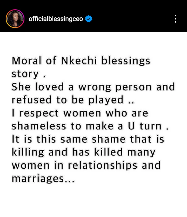 Nkechi Blessing Loved The Wrong Person And She Was Not Ashamed To Make A U-Turn - Blessing CEO A1bf9345a6c44e9d94016386a2b2d1de?quality=uhq&format=webp&resize=720