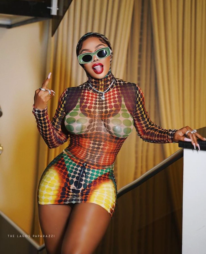 Toke Makinwa rocked transparent dress flashing her undies (Photos)