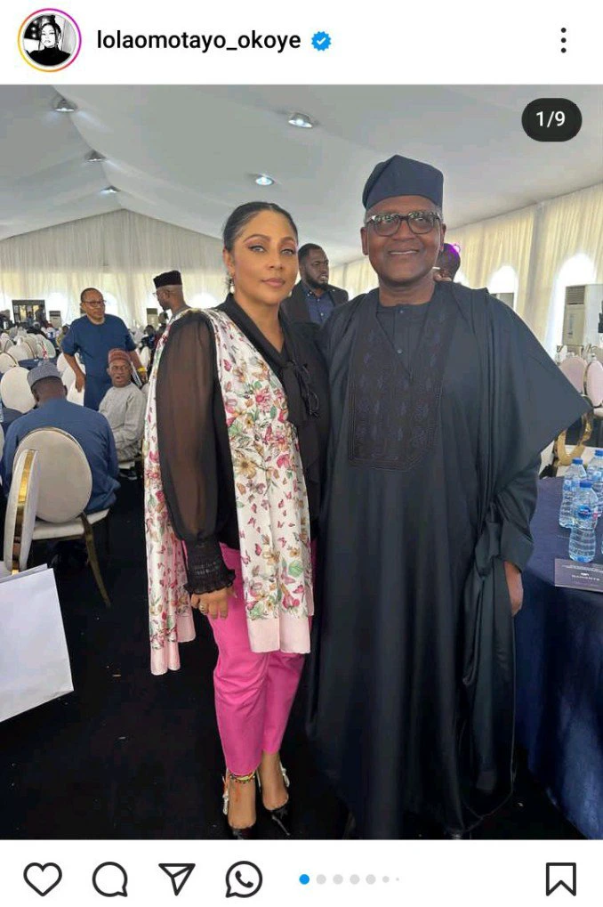 Lola Omotayo, Peter Okoye's wife, draws responses when she posts new pictures of herself and Aliko Dangote