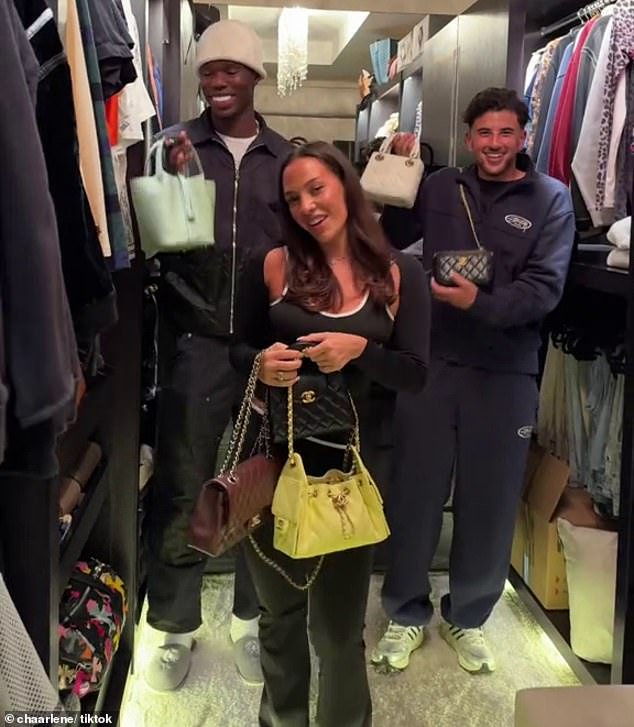 Thierno Barry and his partner Charlene appeared in a TikTok video on her profile recently dancing with different designer handbags in their walk-in wardrobe