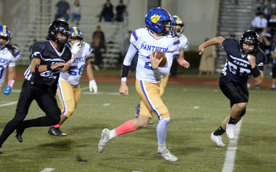 Luke Beck runs for yardage.