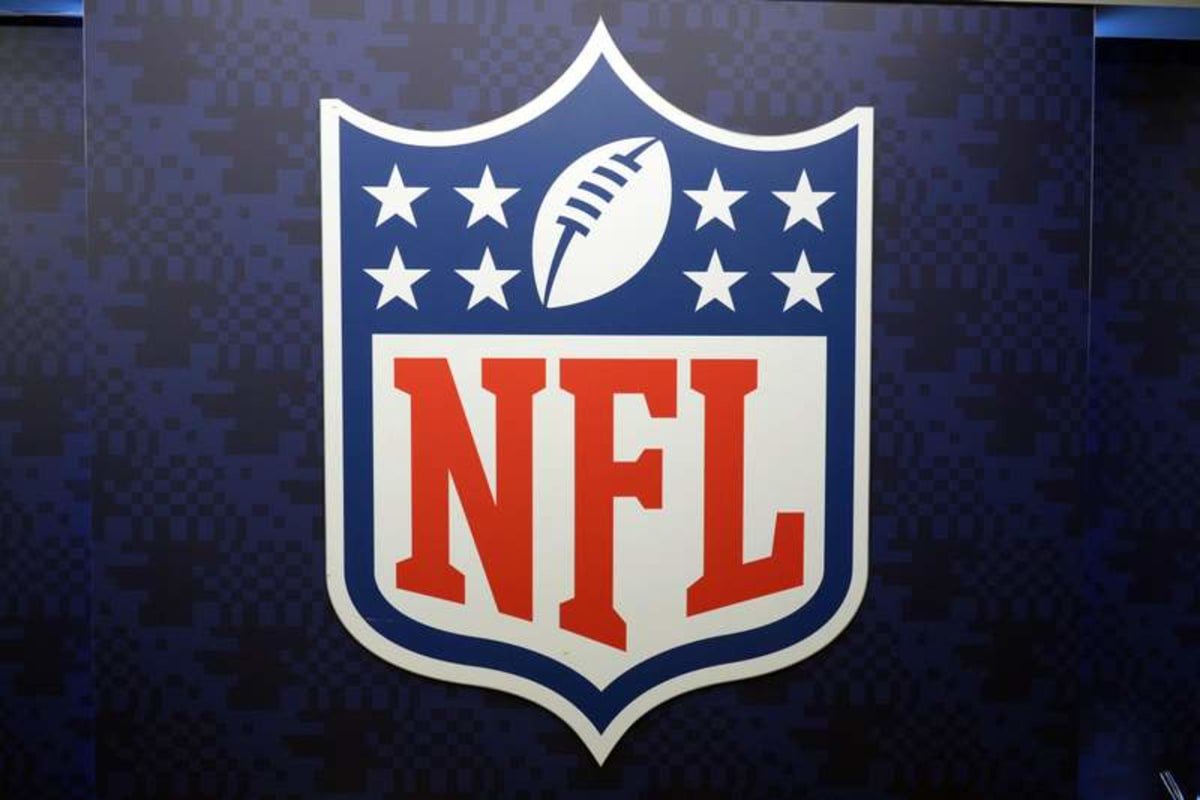 Oct 17, 2026; London, United Kingdom; A NFL shield logo at the NFL Shop at Wembley Stadium. © Kirby Lee-Imagn Images
