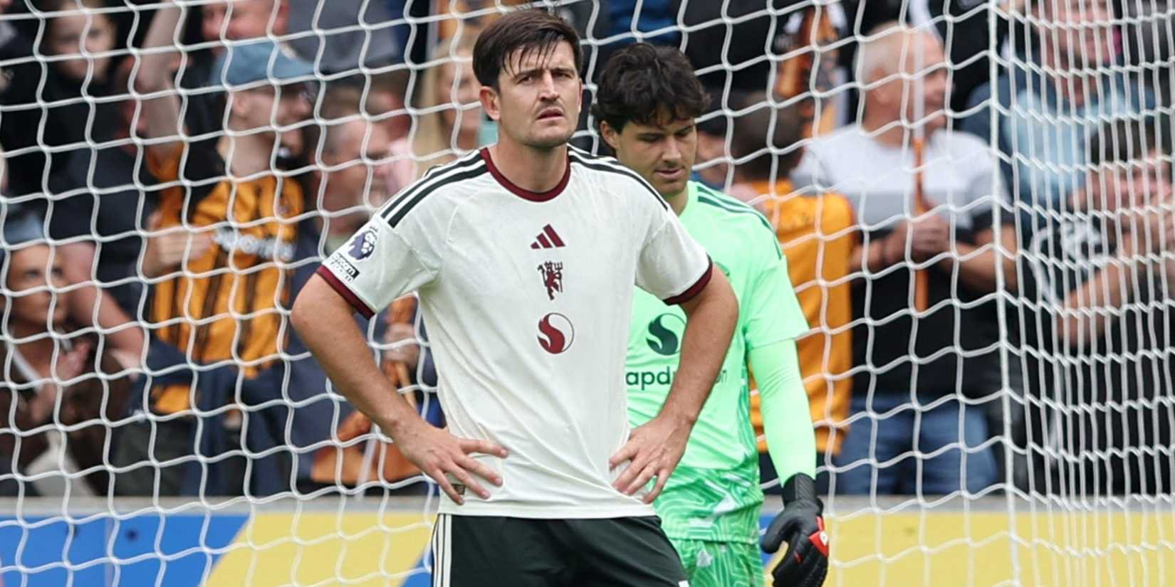 Harry Maguire and Senne Lammens during Hull 2-0 Man Utd