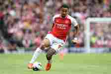 Gabriel Jesus of Arsenal controls the ball during the Premier League match between Arsenal FC and AFC Bournemouth at Emirates Stadium on May 04, 20...