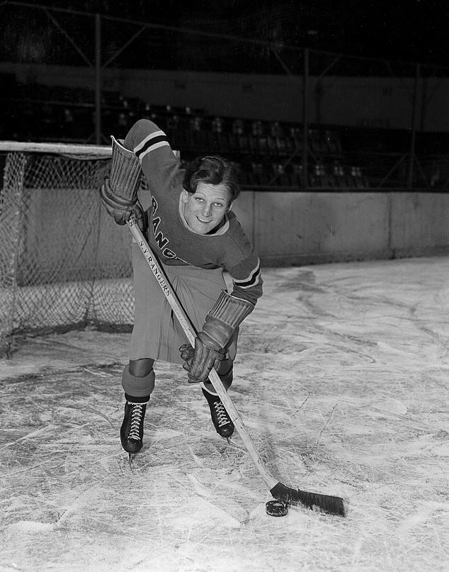 FILE - Athlete Mildred "Babe" Didrikson wears a uniform of the Ranger hockey team at Madison Square Garden, Jan. 7, 1933, during her brief stay in New York. (AP Photo, File)