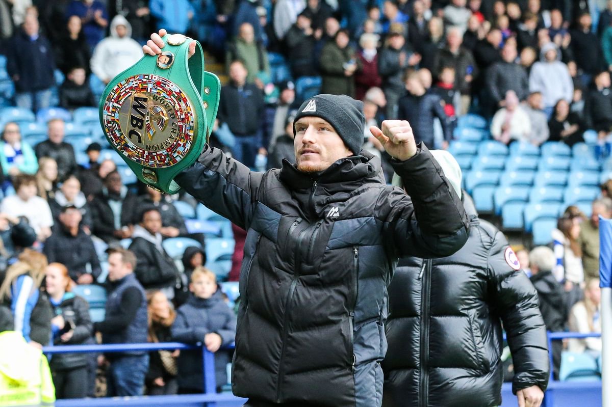 Sheffield Wednesday fan Dalton Smith salutes the crowd at Hillsborough