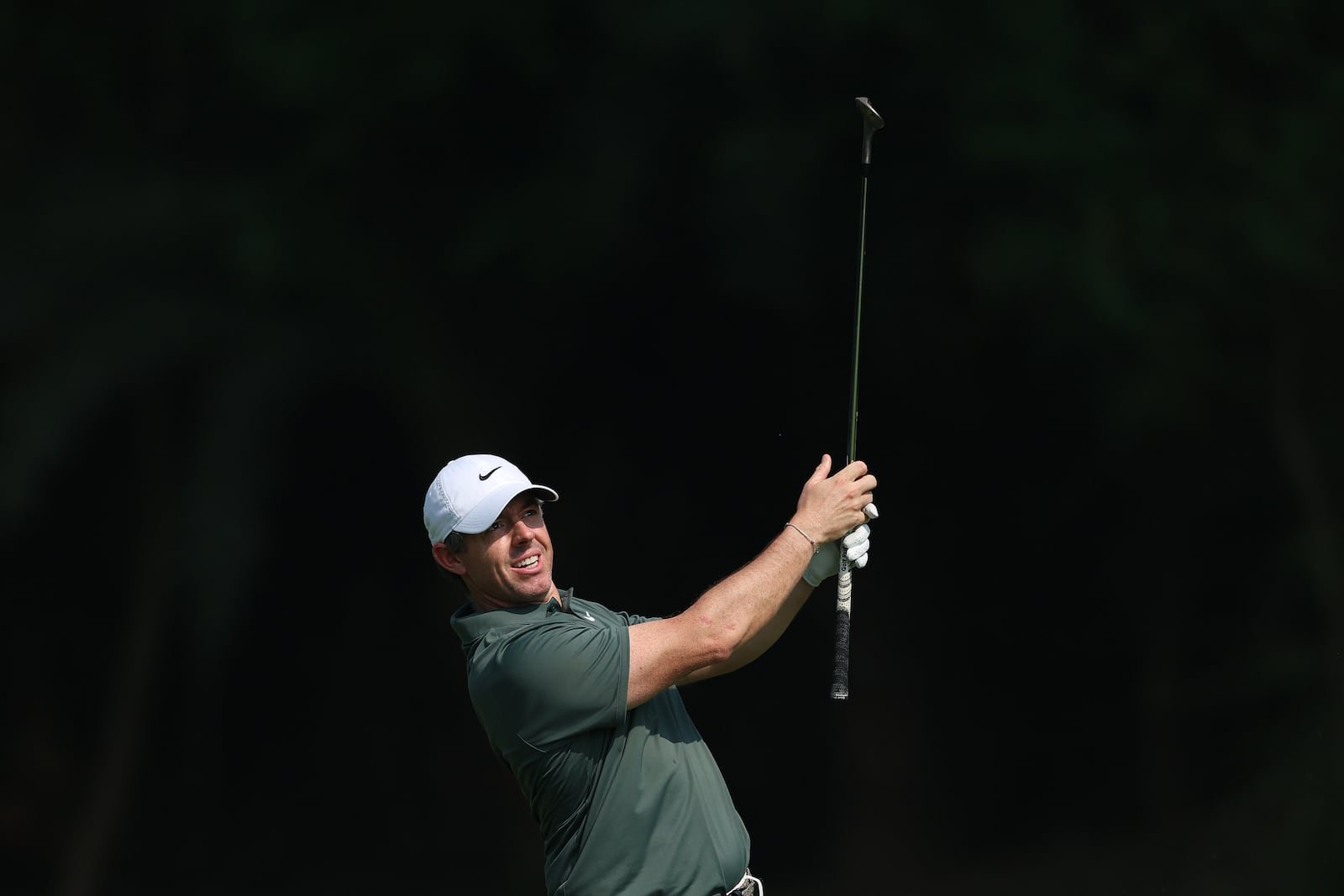 Rory McIlroy hits his second shot on the second hole on day four of the DP World India Championship at Delhi Golf Club. Photograph: Luke Walker/Getty images