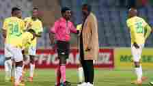 Mamelodi Sundowns coach Rhulani Mokwena and Jelly Chavani. April 2024