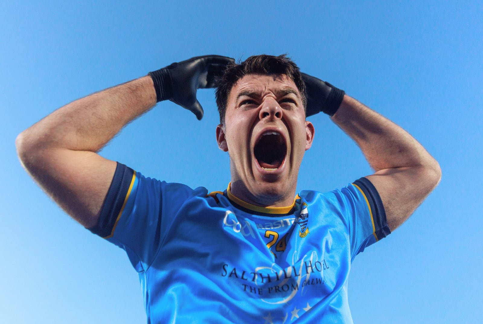 Salthill-Knocknacarra's Tomo Culhane celebrates dramatic victory. Photograph: 
Tom Maher/Inpho