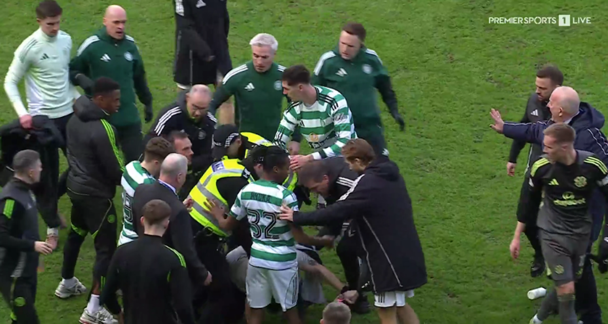An incident is broken up on the pitch