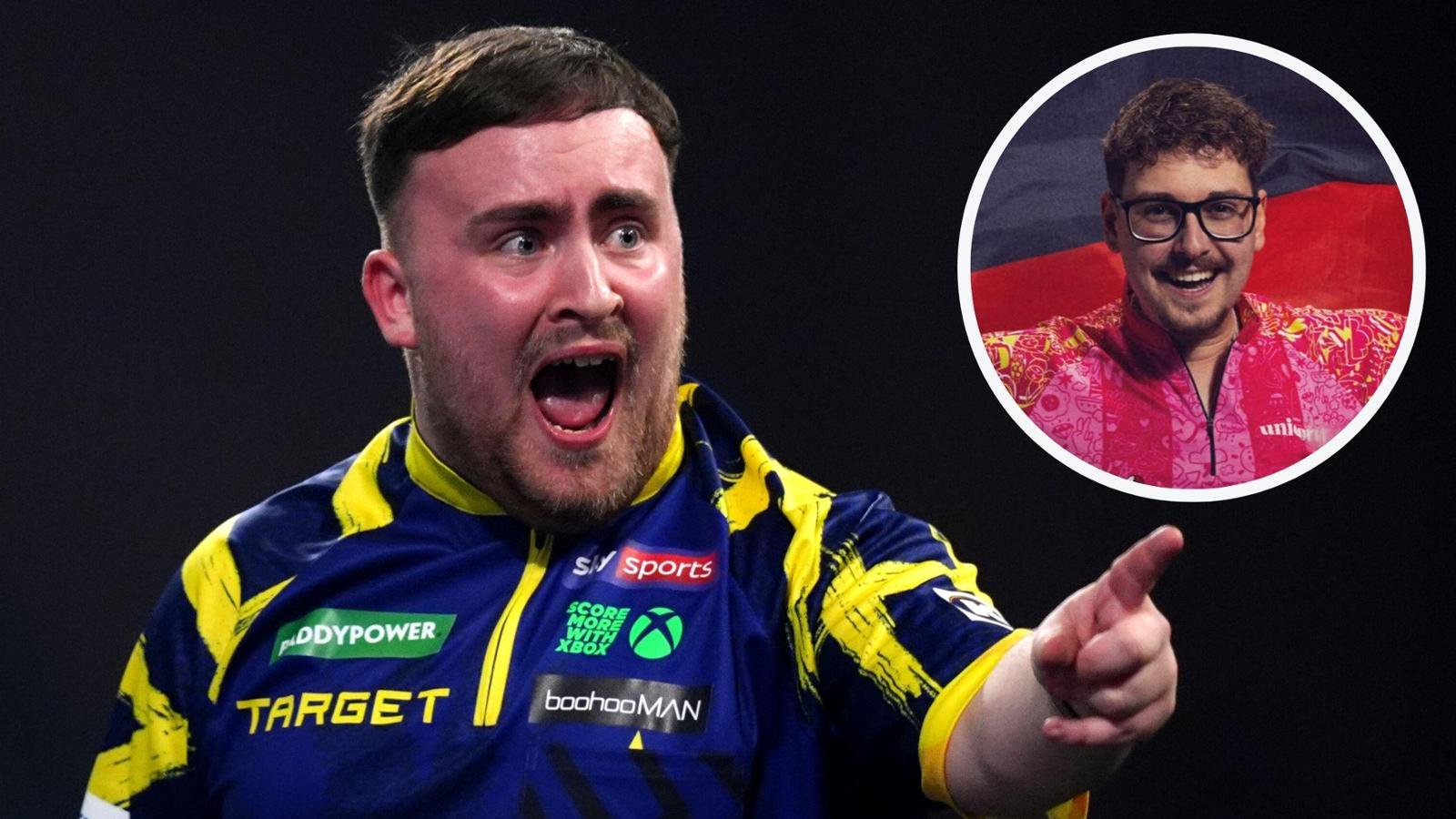 Jarod Becker fordert Superstar Luke Littler in einem Darts-Leg heraus.