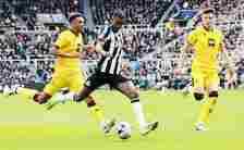 Newcastle's Aleksander Isak scores his first goal against Sheffield United