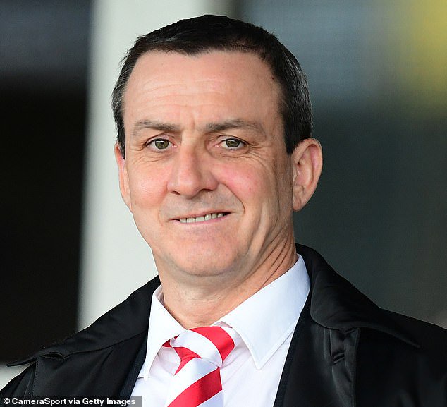 Fleetwood Town chairman Andy Pilley pictured before kick-off against Scunthorpe United