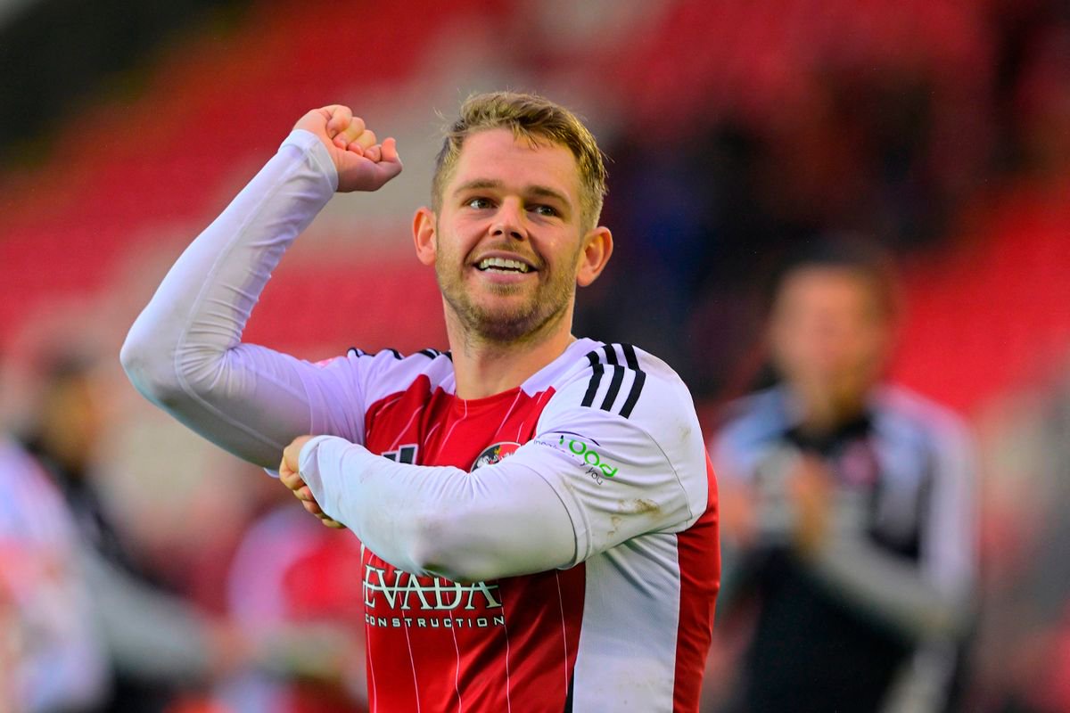 Harry Kite of Exeter City celebrates after winning during the Sky Bet League 2 match between Exeter City and Fleetwood Town at St James Park, Exeter on 24 October 2026 (Photo: Tom Sandberg/PPAUK)