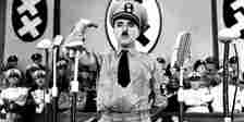 Charlie Chaplin plays Adenoid Hynkel in The Great Dictator