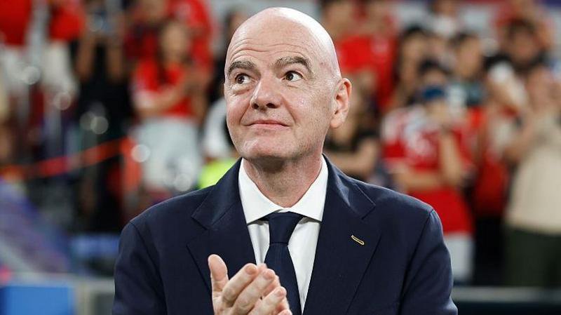 Gianni Infantino applauds after attending a game in Hong Kong earlier this month