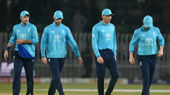 England players look dejected following the game three of the One Day International Tri-Series.