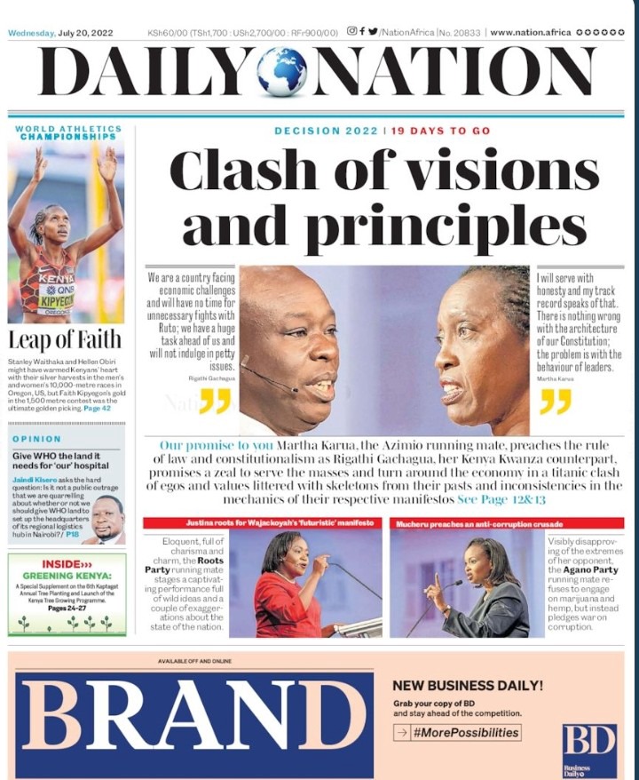 Wednesday 21st Newspaper Headlines Review Standard Daily Nation Taifa Leo Star People Daily Chezaspin