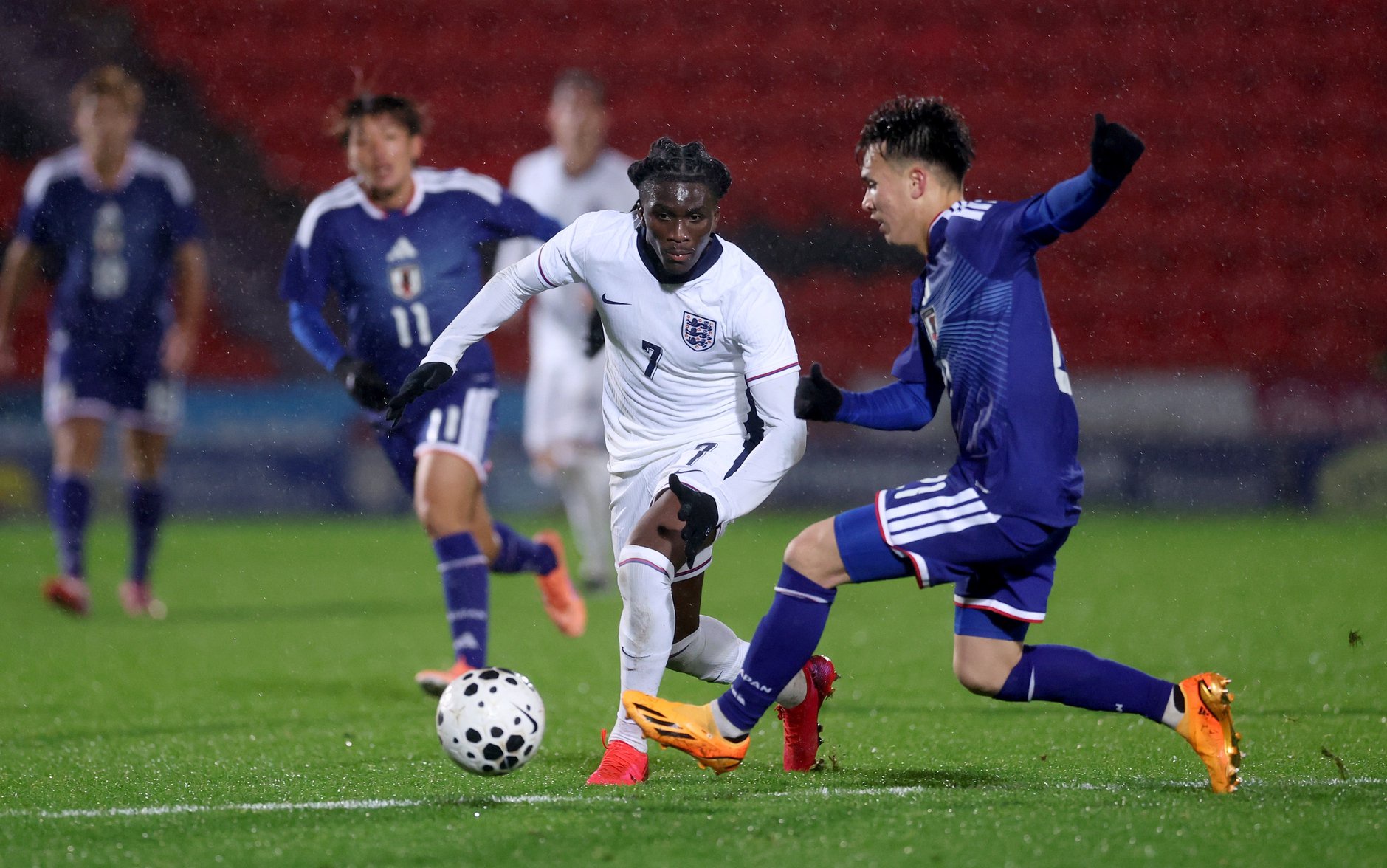 Ato Ampah on the ball for England U20s against Japan
