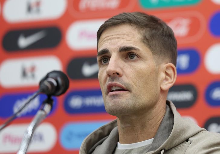Robert Moreno, temporary head coach for the Korean men's national football team, speaks at a press conference at Korea Football Park in Cheonan, South Chungcheong Province, Thursday. Yonhap