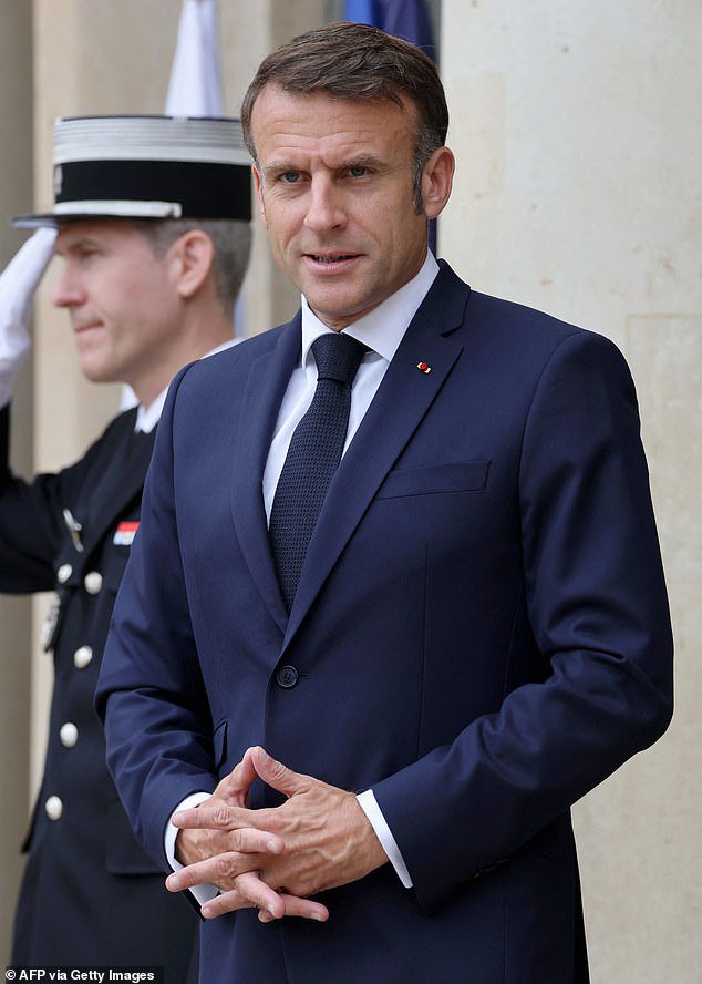 French President Emmanuel Macron is pictured this morning at the&nbsp;Elysee palace in Paris