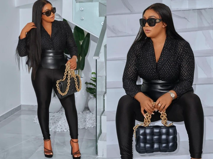Nollywood star Rachel Okonkwo shows off her beauty in a black outfit