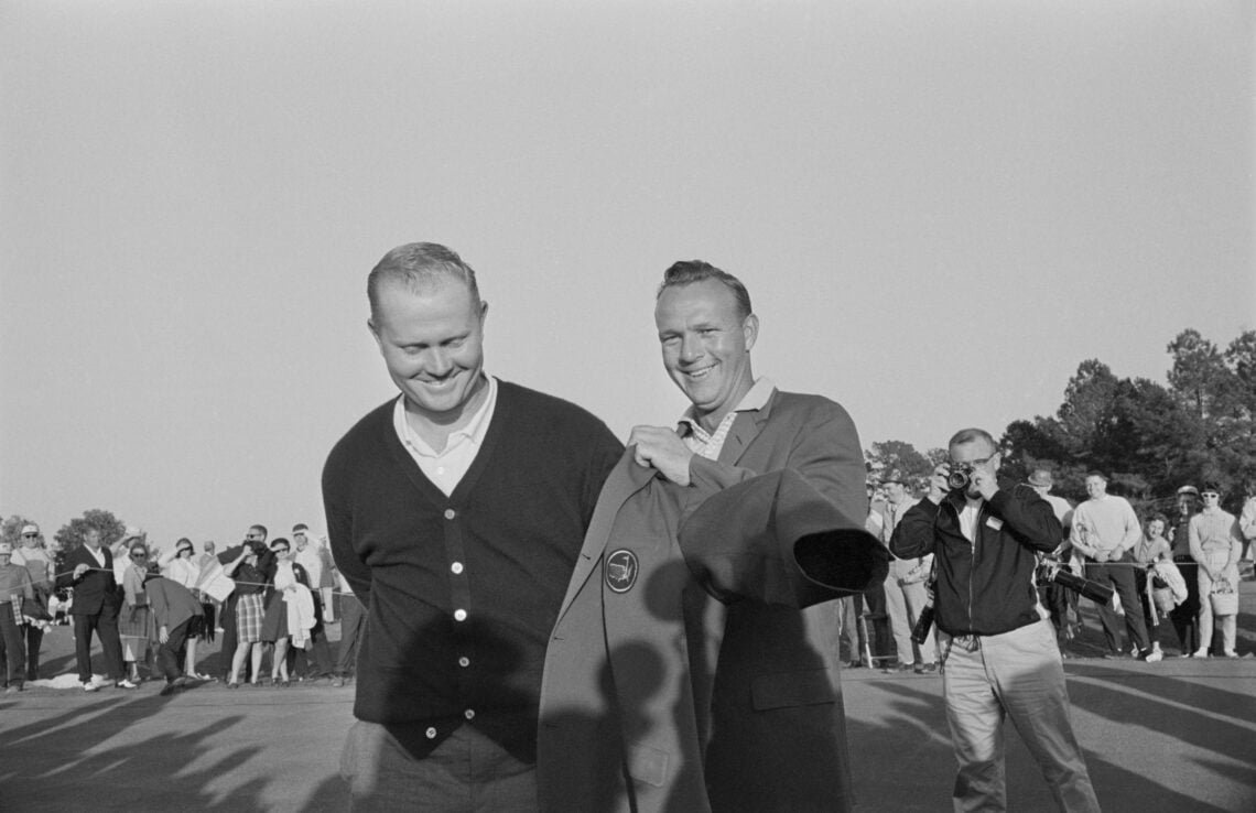 Jack Nicklaus Receiving Green Jacket after winning The Masters in 1963