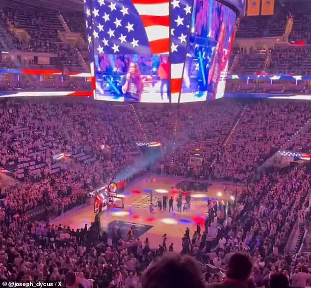 Video showed that no players were on the court as the anthem was performed