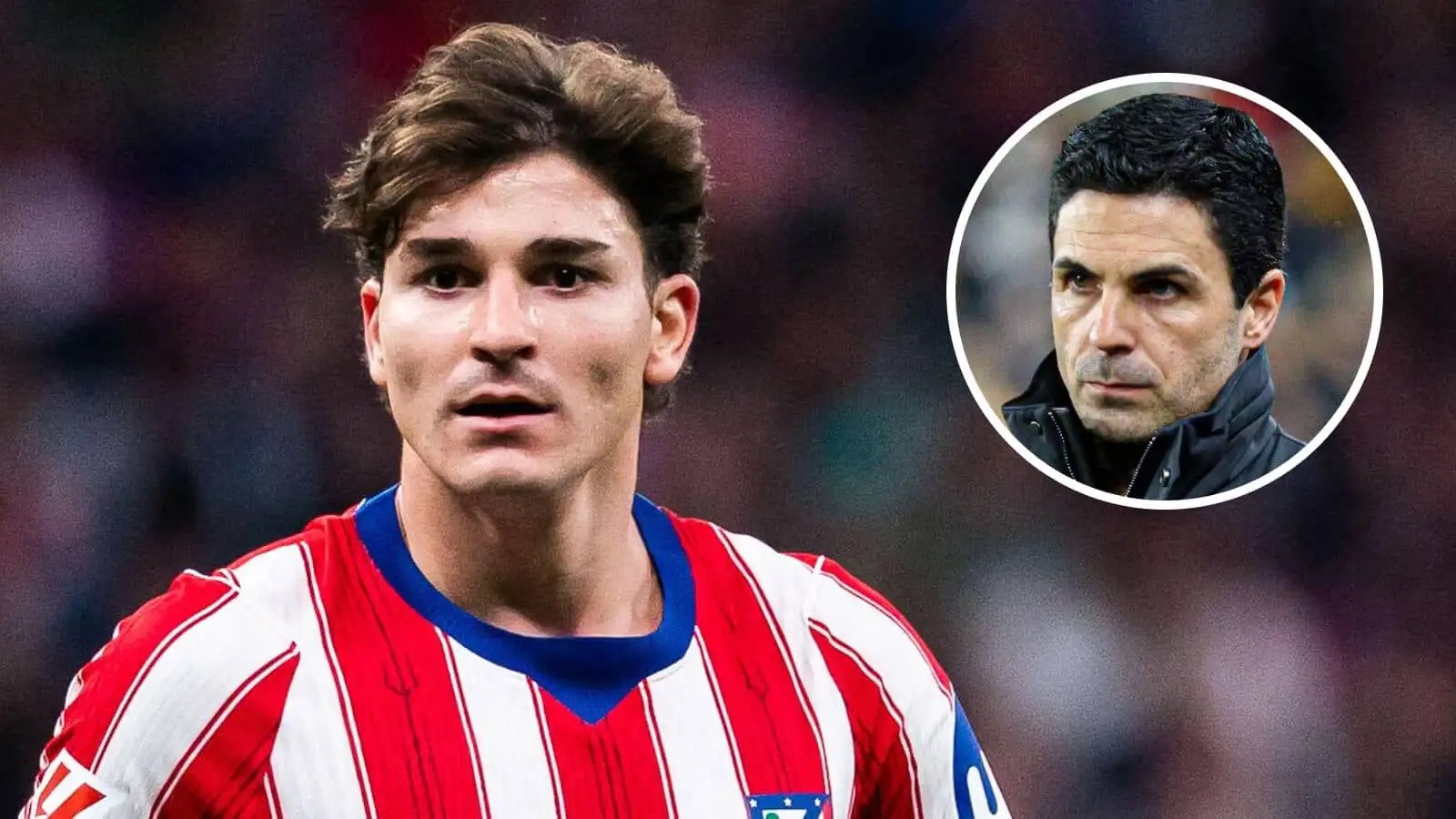 Atletico Madrid's Julian Alvarez and Arsenal boss Mikel Arteta