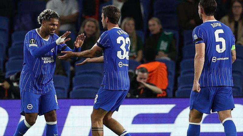 Brighton celebrate scoring a goal