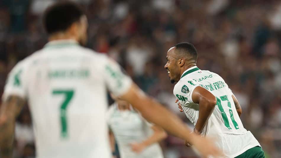 Marlon Freitas celebra gol do triunfo do Palmeiras sobre o Fluminense na Libertadores (Foto: Cesar Greco/Palmeiras)