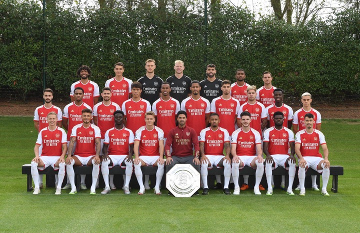 Arsenal have posed for their squad photo alongside the Community Shield